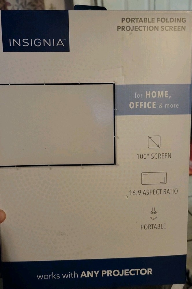 Insignia Portable Folding Projection Screen 100” Screen 16.9