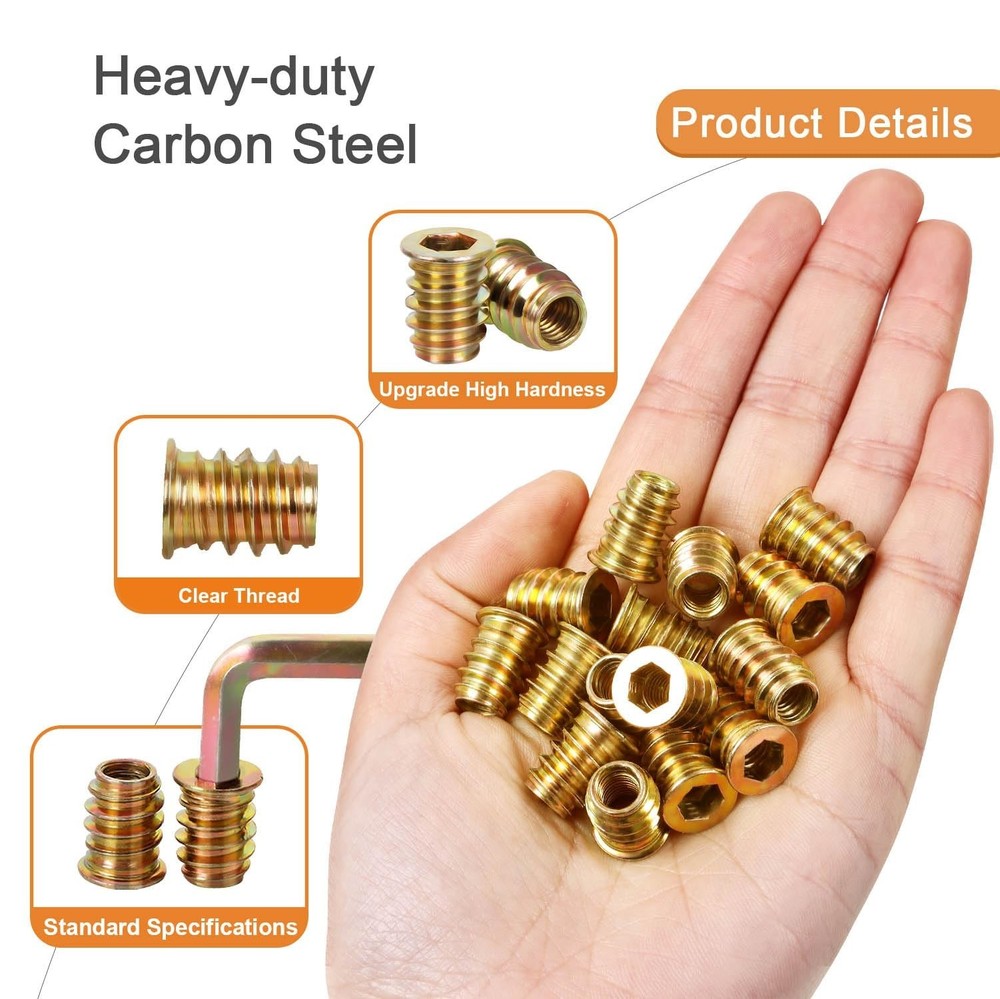 5/16"-18 x 13mm Threaded Inserts for Wood, Hex Drive Wood Nut Inserts, Except...