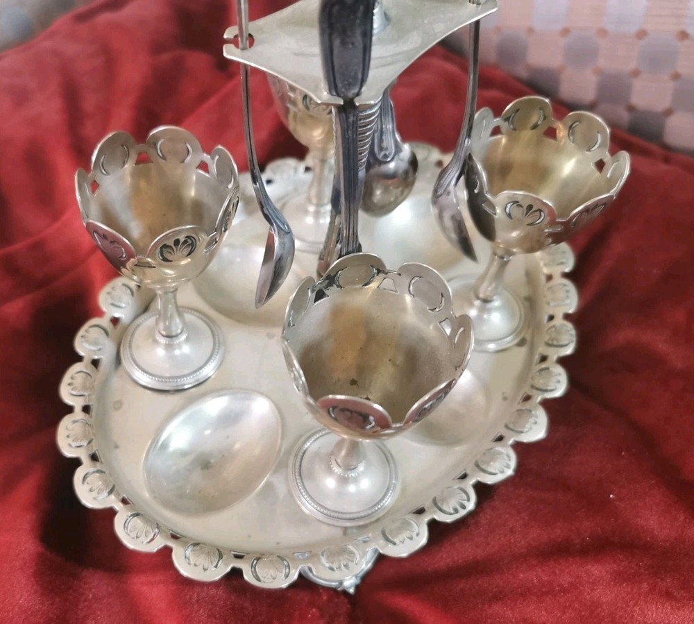 Antique Silver-Plated Victorian Egg Server. A B & Co. Excellent.