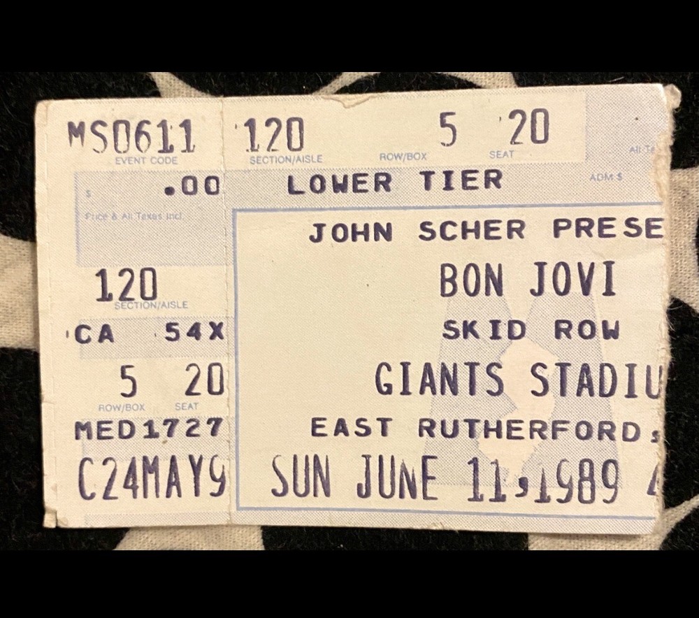 BON JOVI & SKID ROW - GIANTS STADIUM - JUNE 11, 1989 - TICKET