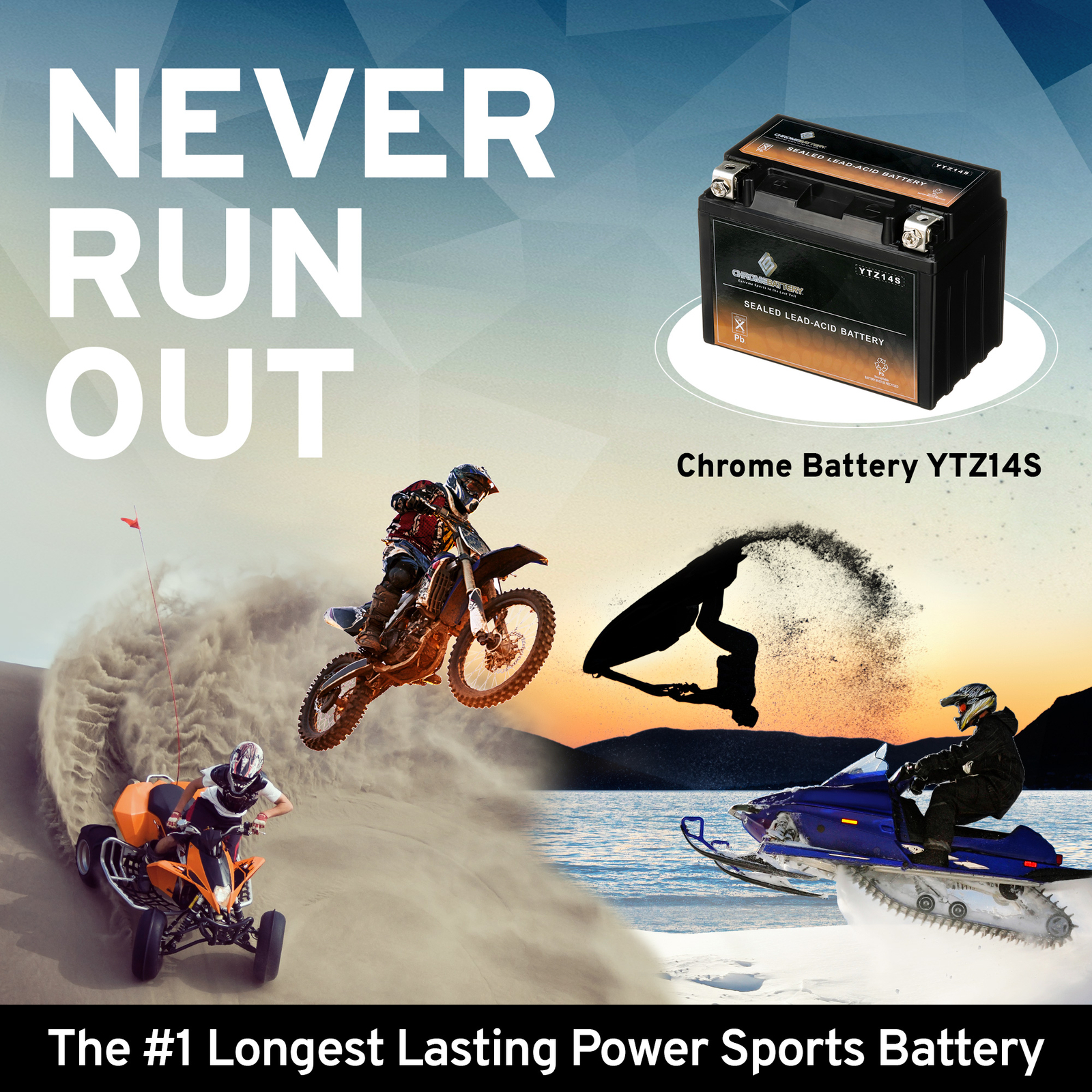 YTZ14S-BS High Performance Rechargeable Power Sports Battery