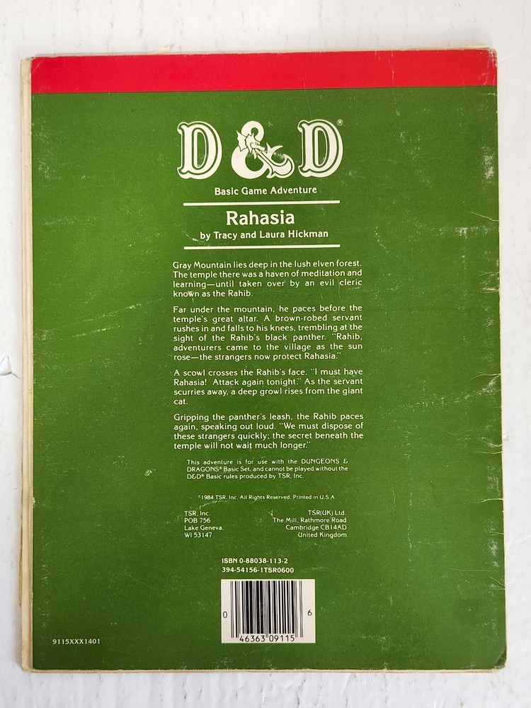 D&D RAHASIA BASIC GAME ADVENTURE MODULE 9115 - 1984 TSR - RARE --- [920]