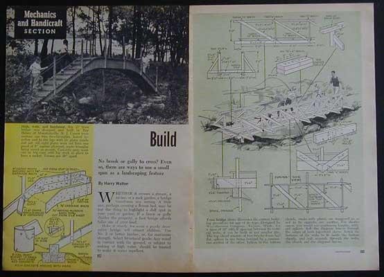 Foot Bridge 1962 How-To build PLANS Arch Truss 6 styles up to 32'