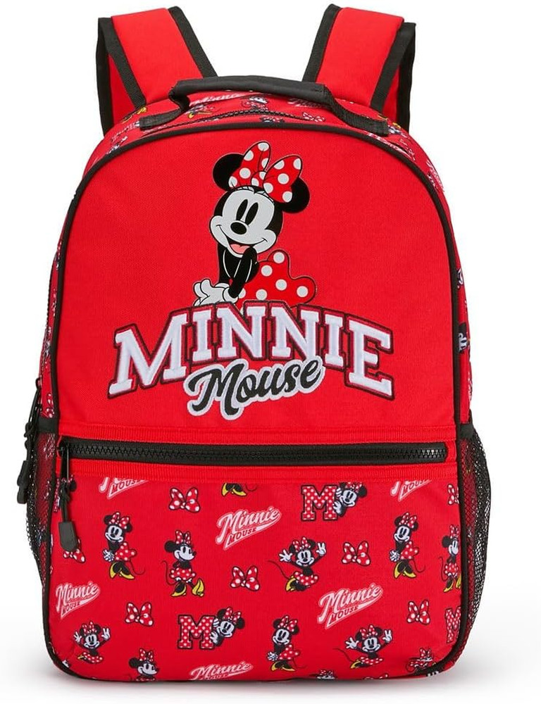 Disney Minnie Mouse Collegiate Backpack with Adjustable Straps, Zip Compartments