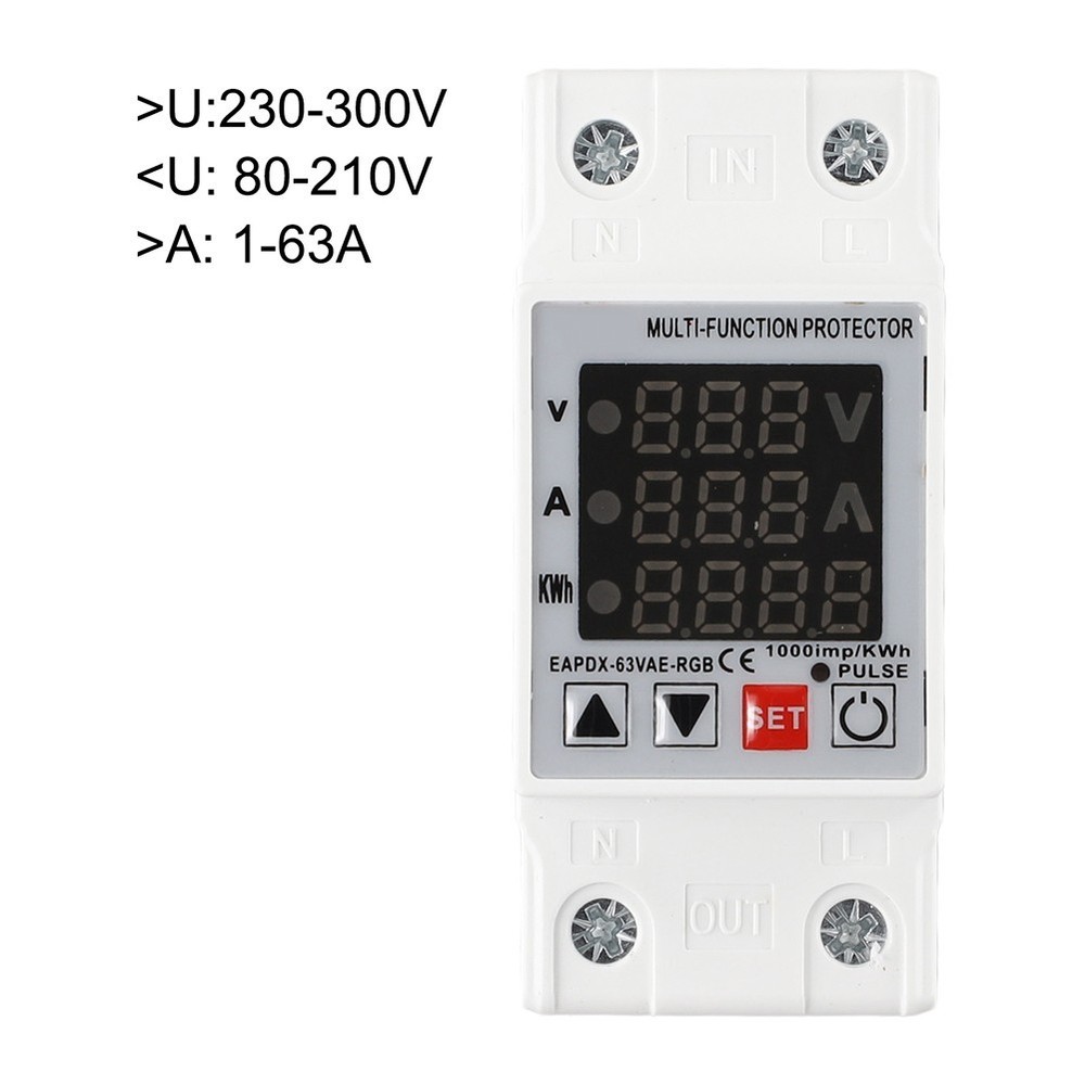 63A Adjustable Voltage Protector Relay for Din Rail with Display Function