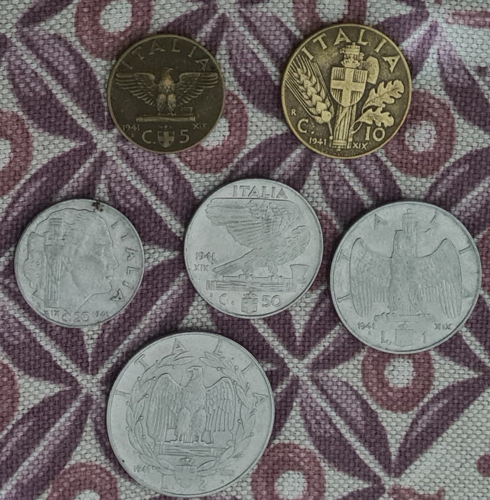 WW2 1939-1943 Italian complet SET 6 COINS 1941 ERA FASCIT XX