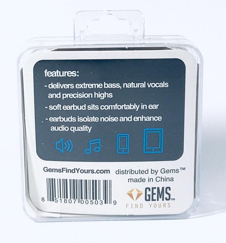 Gems Universal In-Ear Headphones - Black