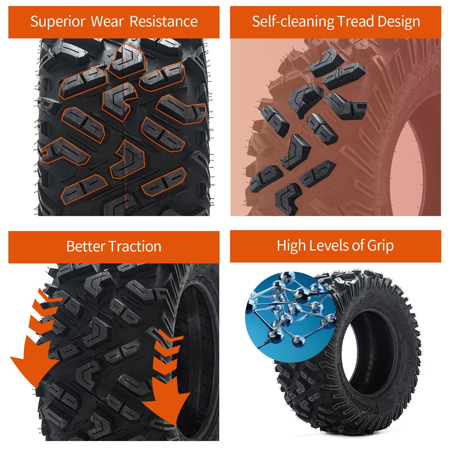 Set of 2 25x11-12 25x11x12 6Ply ATV UTV All Terrain Mud Tires 25 11 12 Tubeless