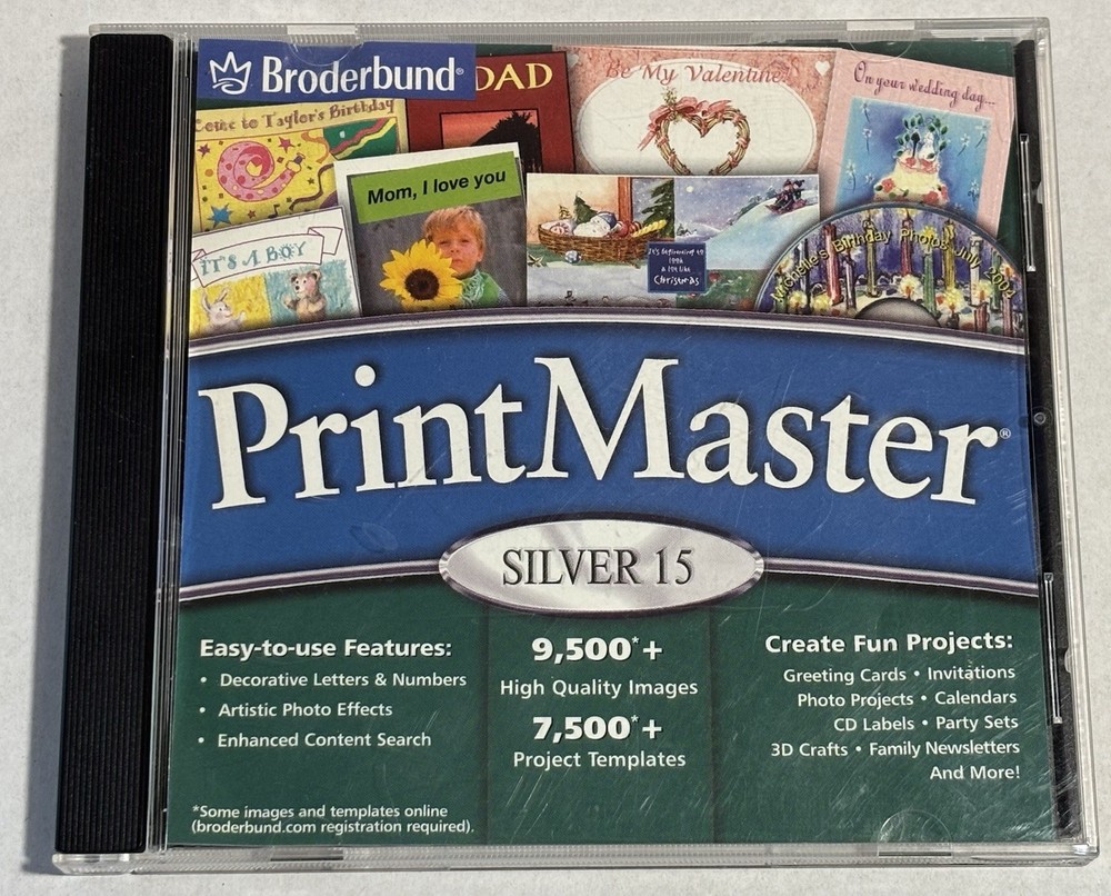Broderbund PrintMaster Silver 15 2003 Computer Graphics Software USED UNTESTED