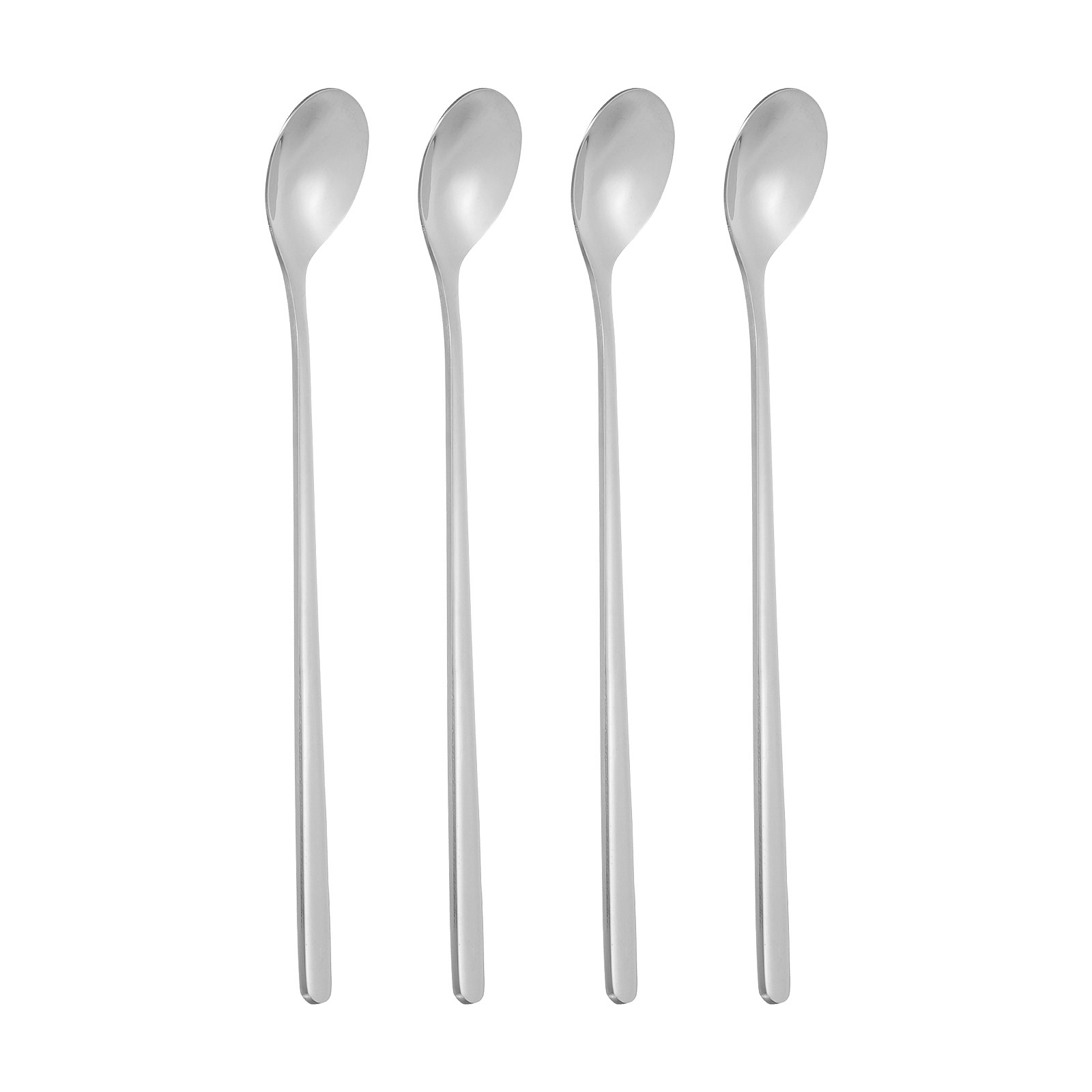 Long Handle Iced Tea Spoon, 4 Pcs 7" Stainless Steel Long Spoons, Silver Tone
