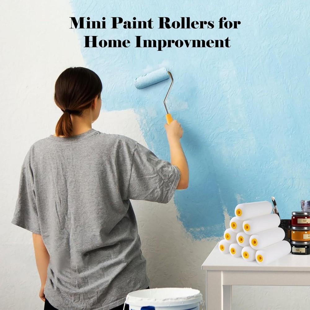 10-Pack 4 Inch Foam Paint Rollers Mini High Absorption Small Roller Refills..