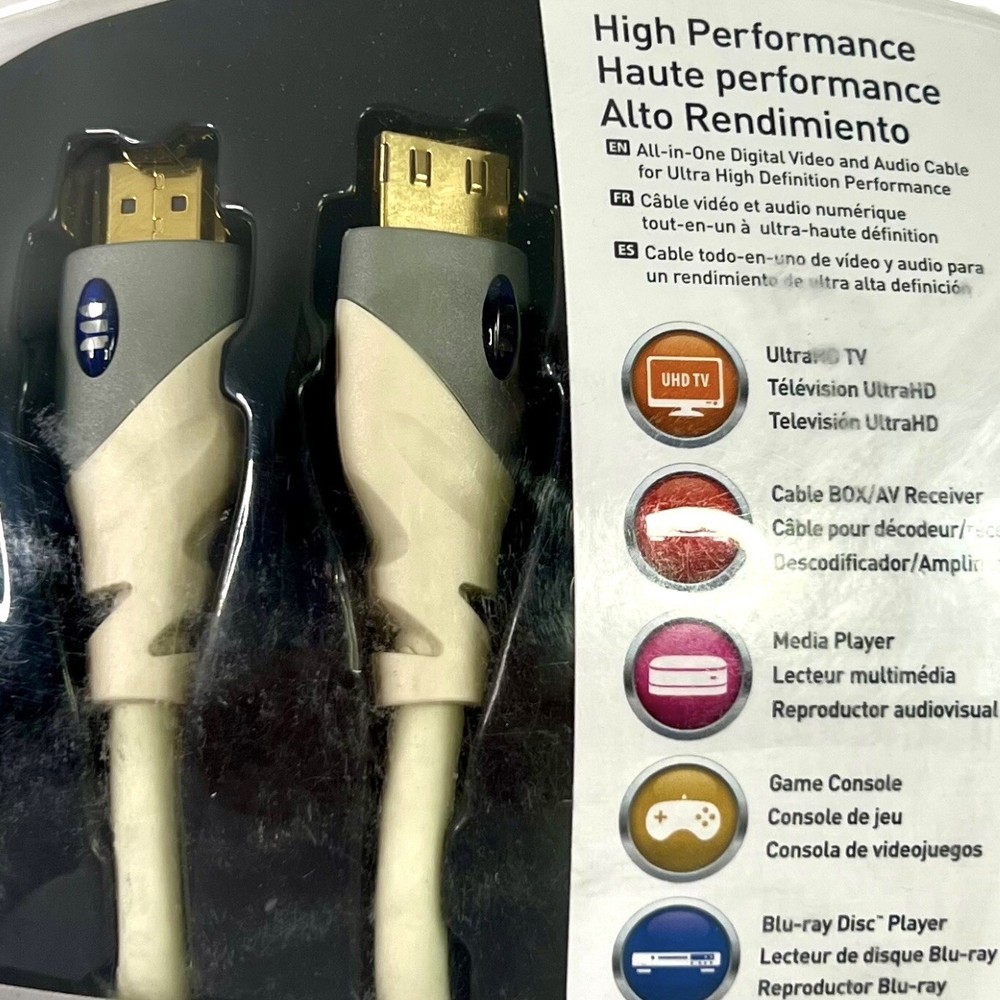 Monster Cable HDMI High Speed Definition Performance 12 Foot White Cable Sealed