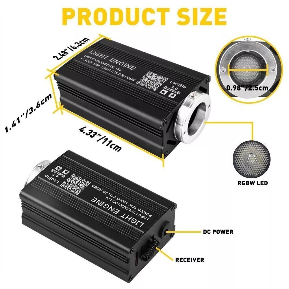 1000PCS Fiber Optic Car Home Headliner Star Light Kit Roof Twinkle Ceiling Light