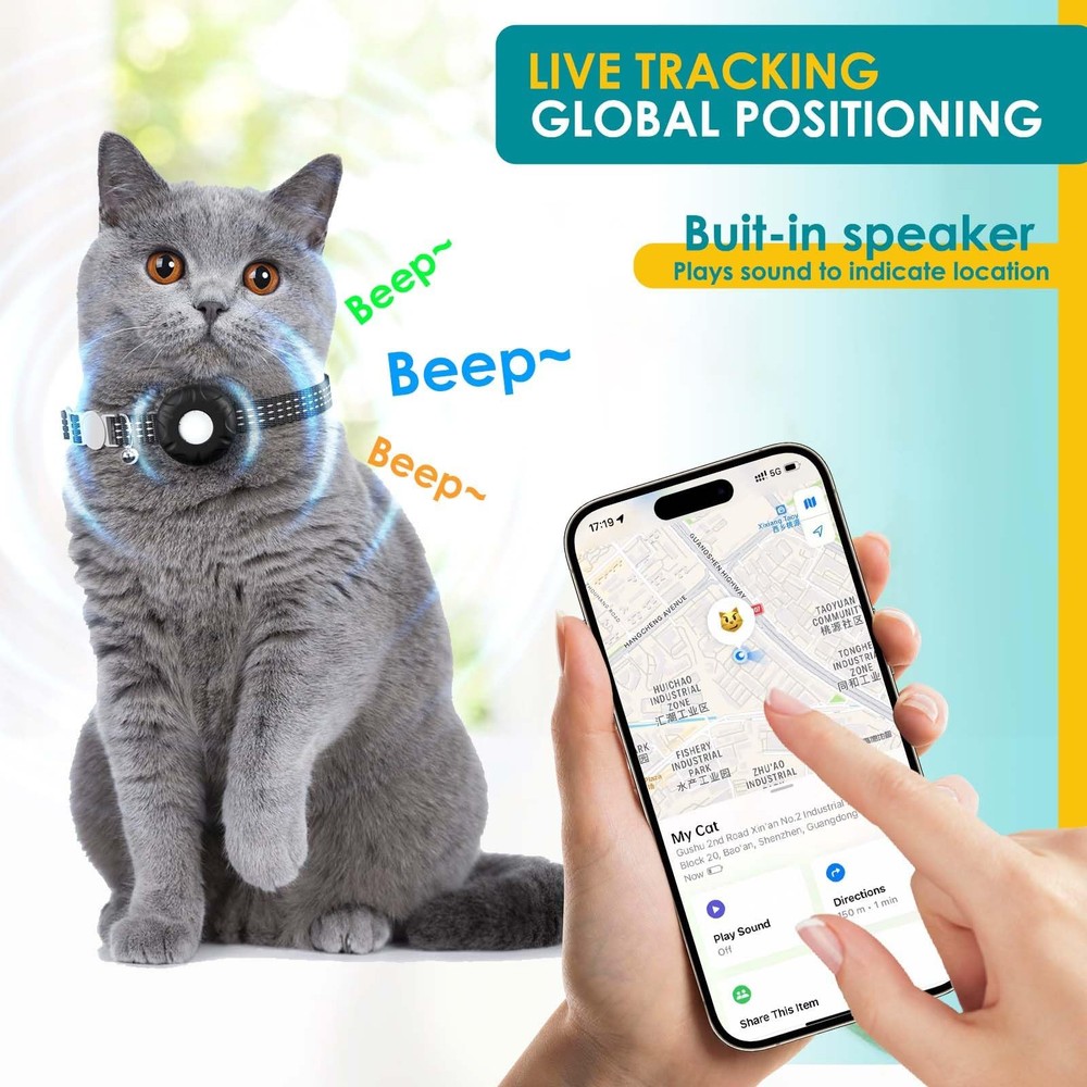 Cat Tracker, GPS Tracker Compatible with Apple Find My App(Only iOS), Waterpr...