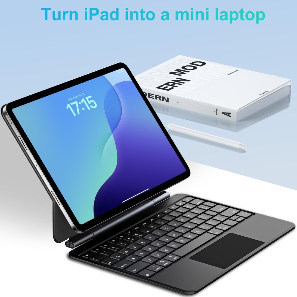 Jibrealg Magic Keyboard for iPad A16, Lightweight Case Black