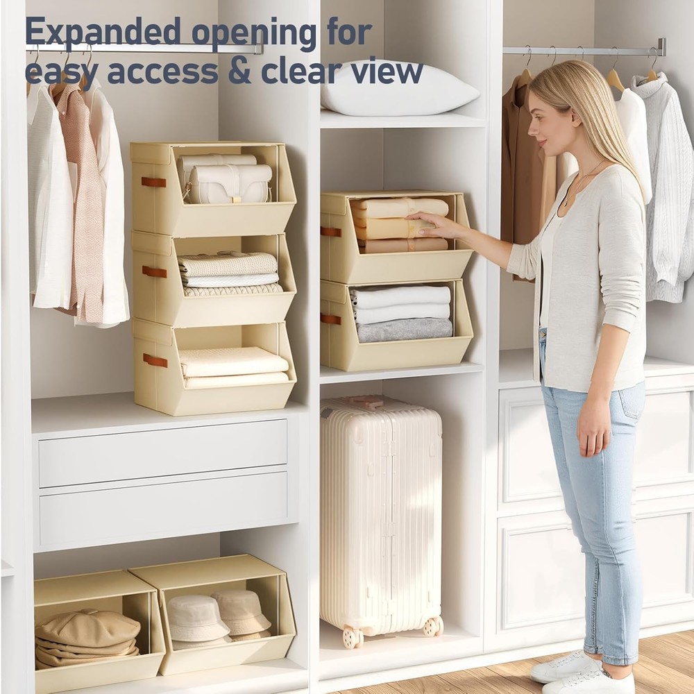 Stackable Closet Organizers & Storage Bins Open Front Closet Shelf Organizer