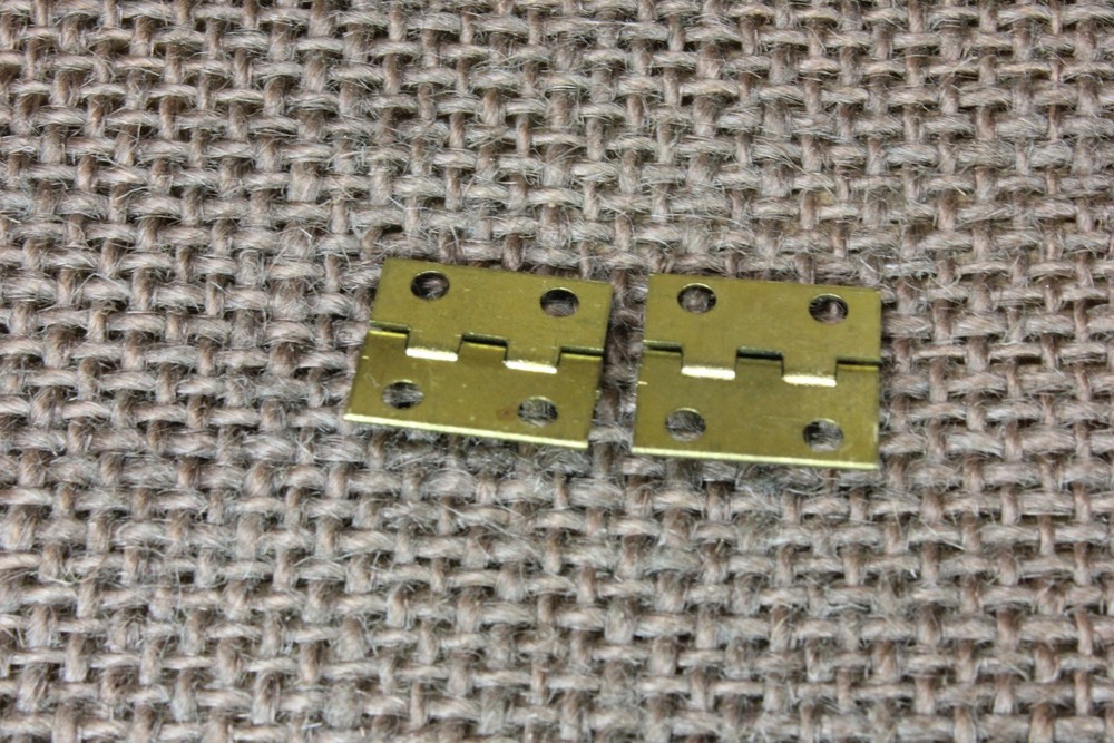2 Old Tiny Door Mini Hinges Solid Brass 1/2" X 1/2” Vintage USA Made Box