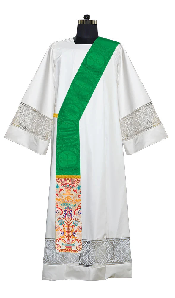Green Deacon Stole with Coronation Tapestry