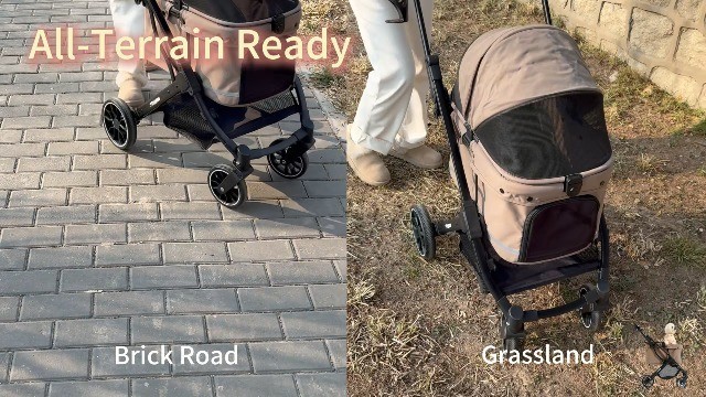 Foldable Dog Stroller for Small Medium Pets, 4-Wheel Shock Absorption, Adjustabl