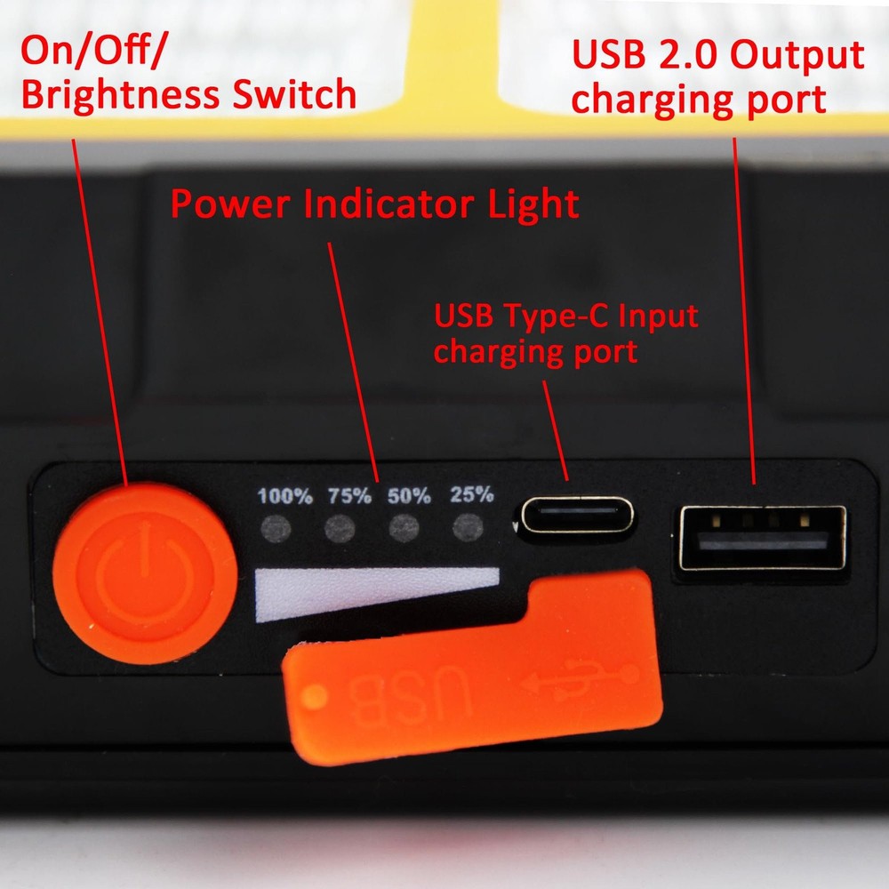 Large Outdoor Rechargeable Dual Solar Panel LED Work Light Waterproof Floodlight