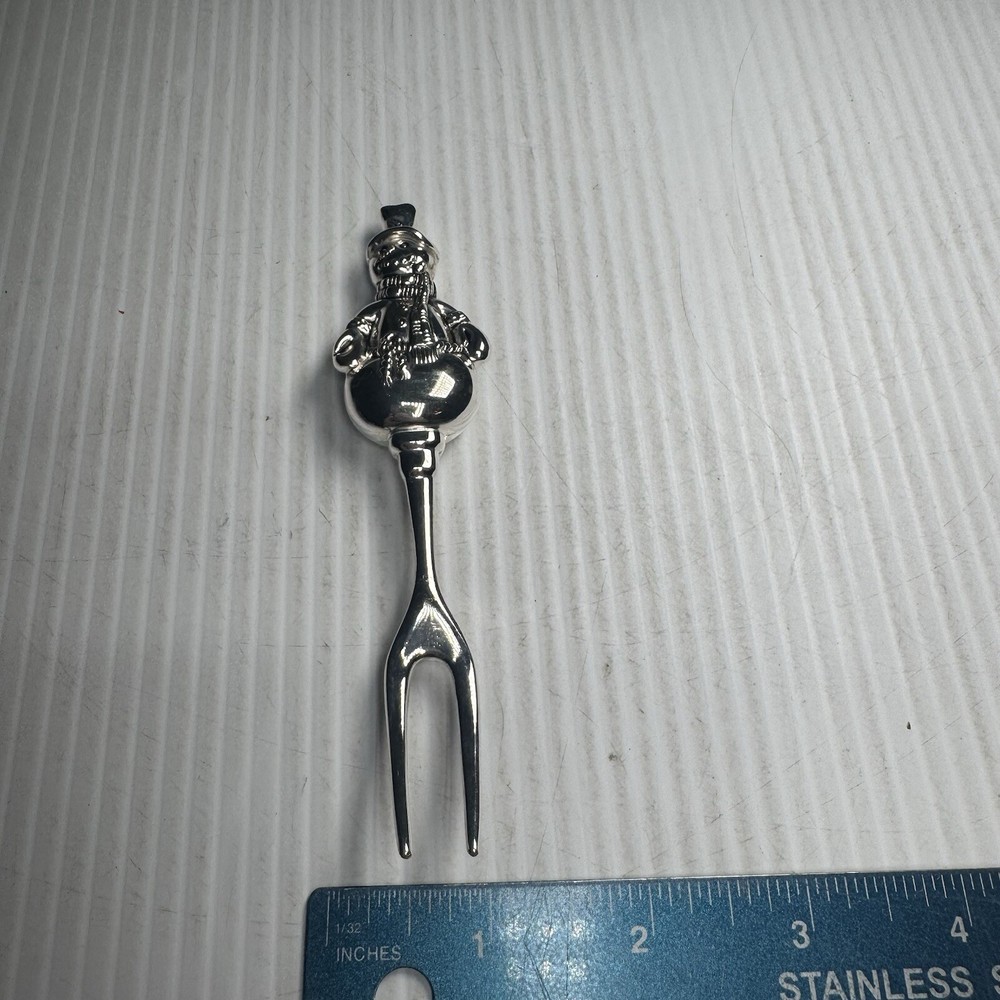 Wallace Silverplate Snowman Pickle Fork HEAVY