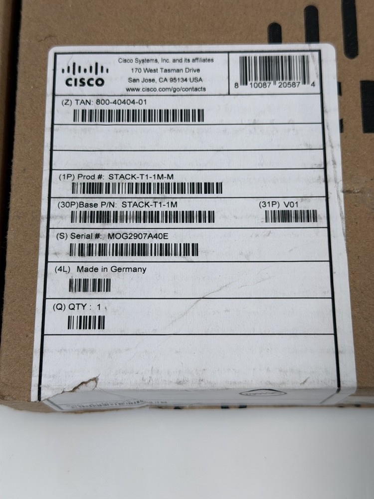Genuine Cisco STACK-T1-1M StackWise-480 1M Stacking Cable 800-40404-01 Type 1