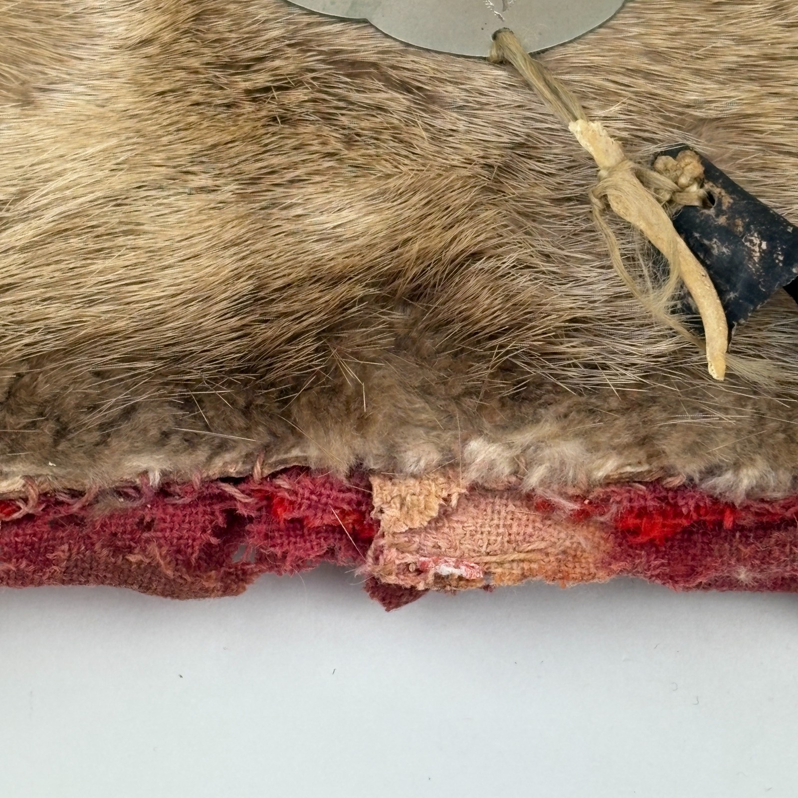 Antique Plains Indian Beaver Fur Hat Beaded Trim Trade Wool Lining Silver 1880s