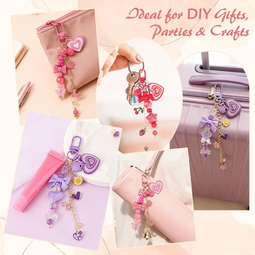 458 Pcs Keychain Making Kit — Includes 19 Keychain Clips, 25 Extender Chains,...