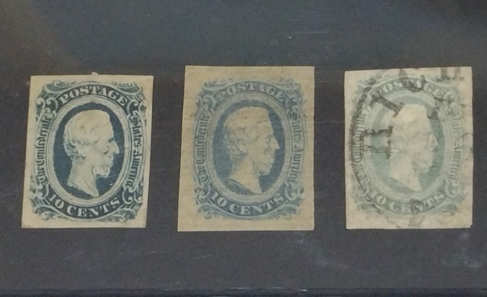 Confederate CSA # 12 10c blue and green Jefferson Davis Stamps Issue 1863-64