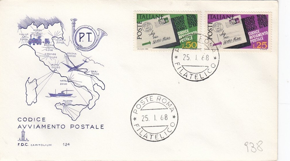 25/1/1968- FIRST DAY "POSTAL CODE" (L938)