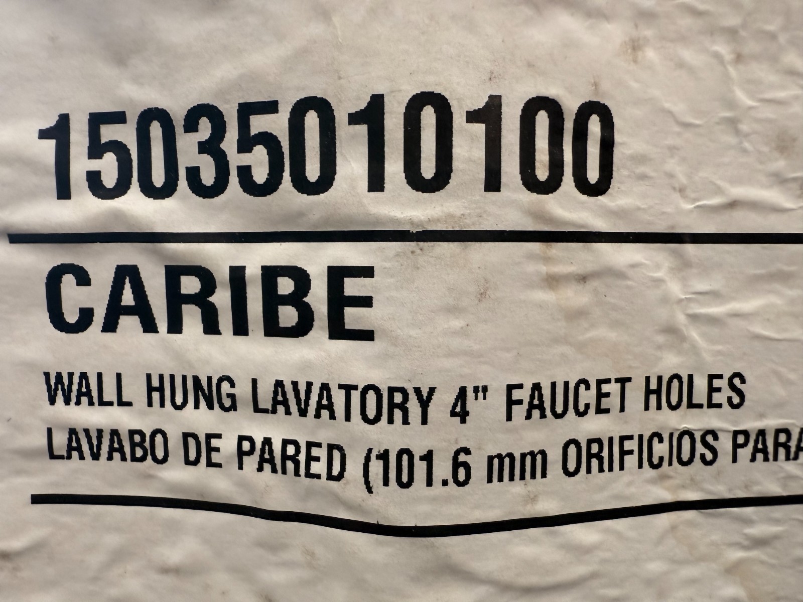 Cato White Caribe Jazmin 4" Faucet Centers Wall Mount Lavatory Sink 15035010100