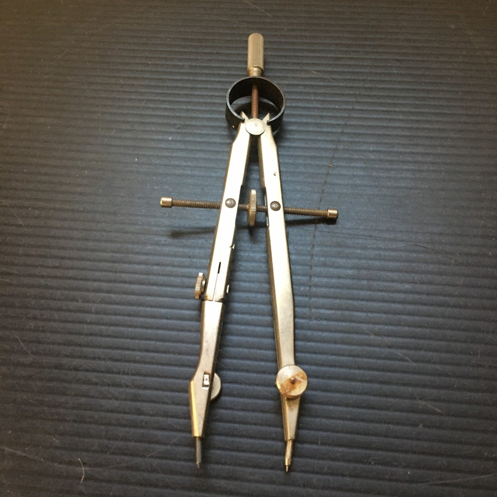 Vintage 1970s Adjustable L. C. Germany Compass Drafting Tool 6"L