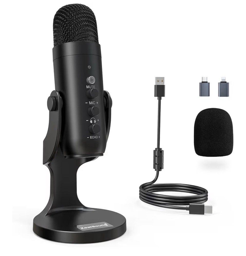 ZealSound USB Microphone Condenser Computer PC Mic Plug&Play Gaming A9