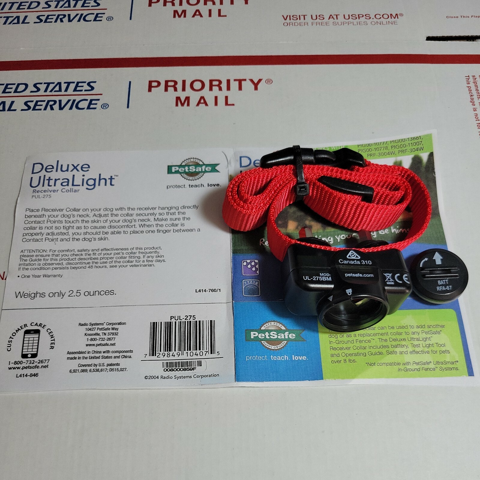 Petsafe Dog Ultralight Collar Receiver Wire In-Ground Fence Add-A-Dog PUL-UL-275