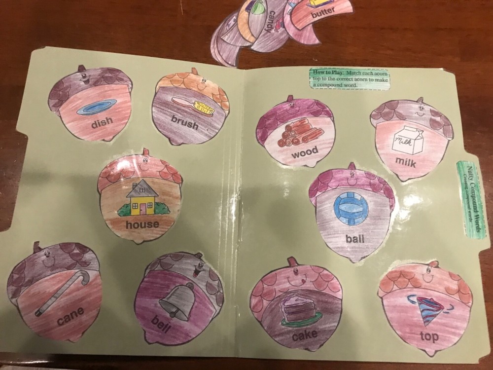 Nutty Compounds! Compound Words 1st grade language arts file folder game