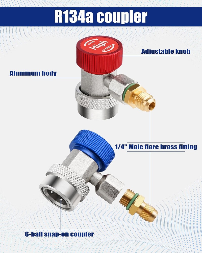 R134a Quick Coupler Adapter AC Recharging Fitting Hose Compressor Manifold