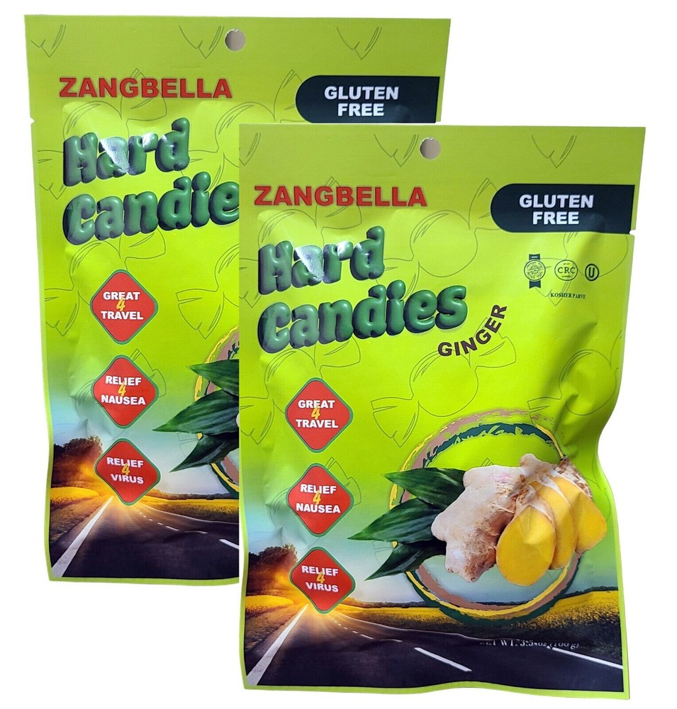 Ginger Hard Candy - Relief Nausea, Motion Sickness, Upset Stomach (2 Pack)