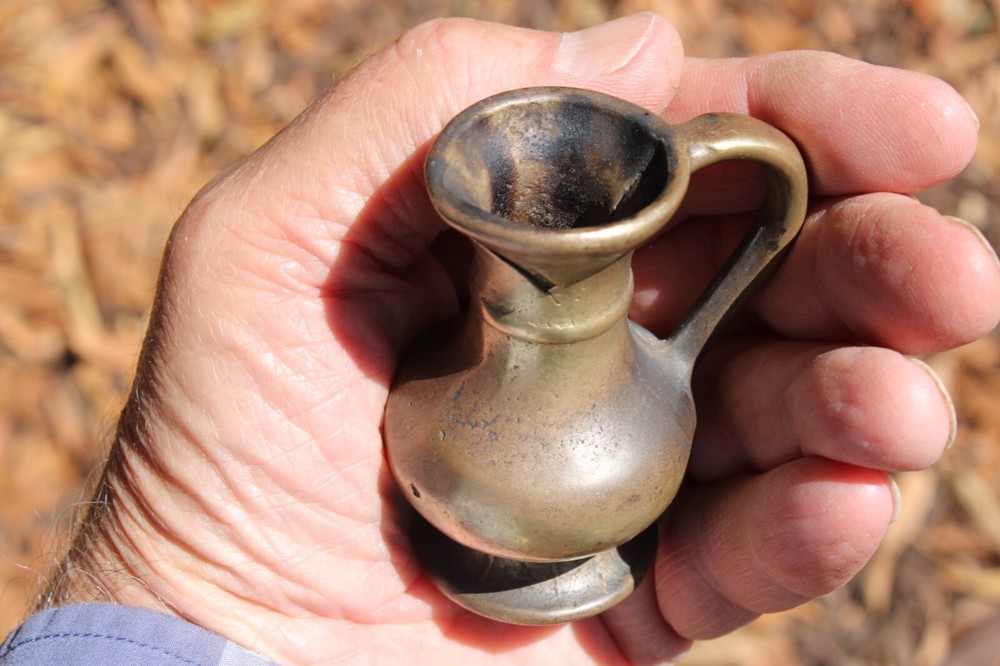 Antique Pitcher with Handle, Jug Solid Brass Small
