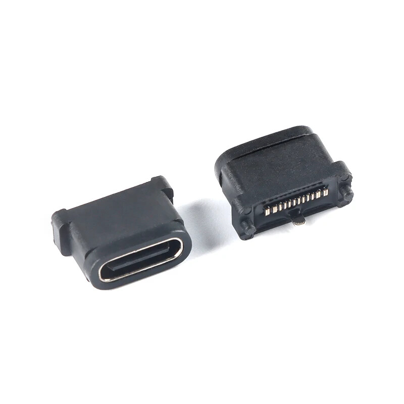 2Pcs Micro USB 16pin IPX8 Waterproof Charging Jack Socket Dock