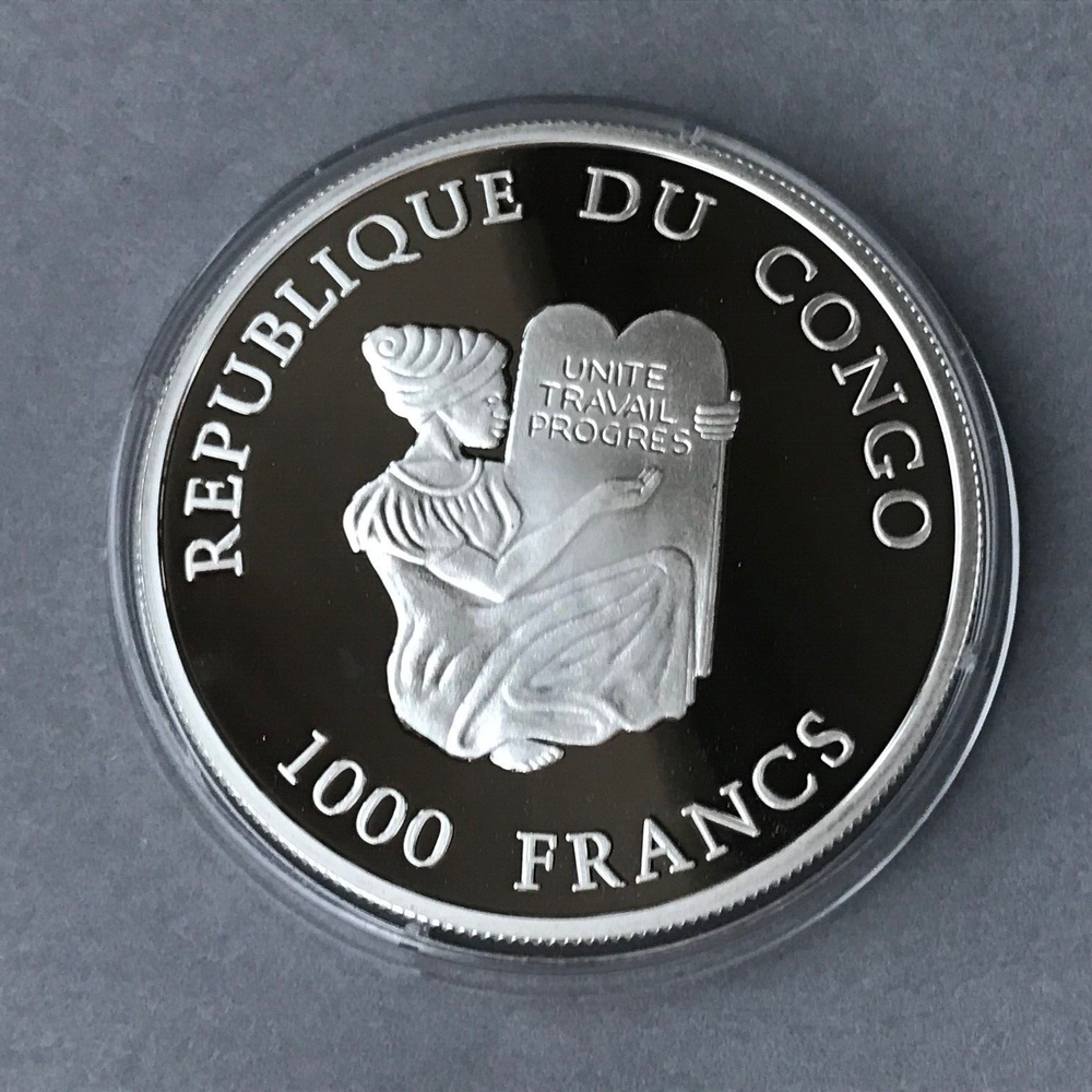 CONGO Silver 1000 Francs 2002 SHIP Proof