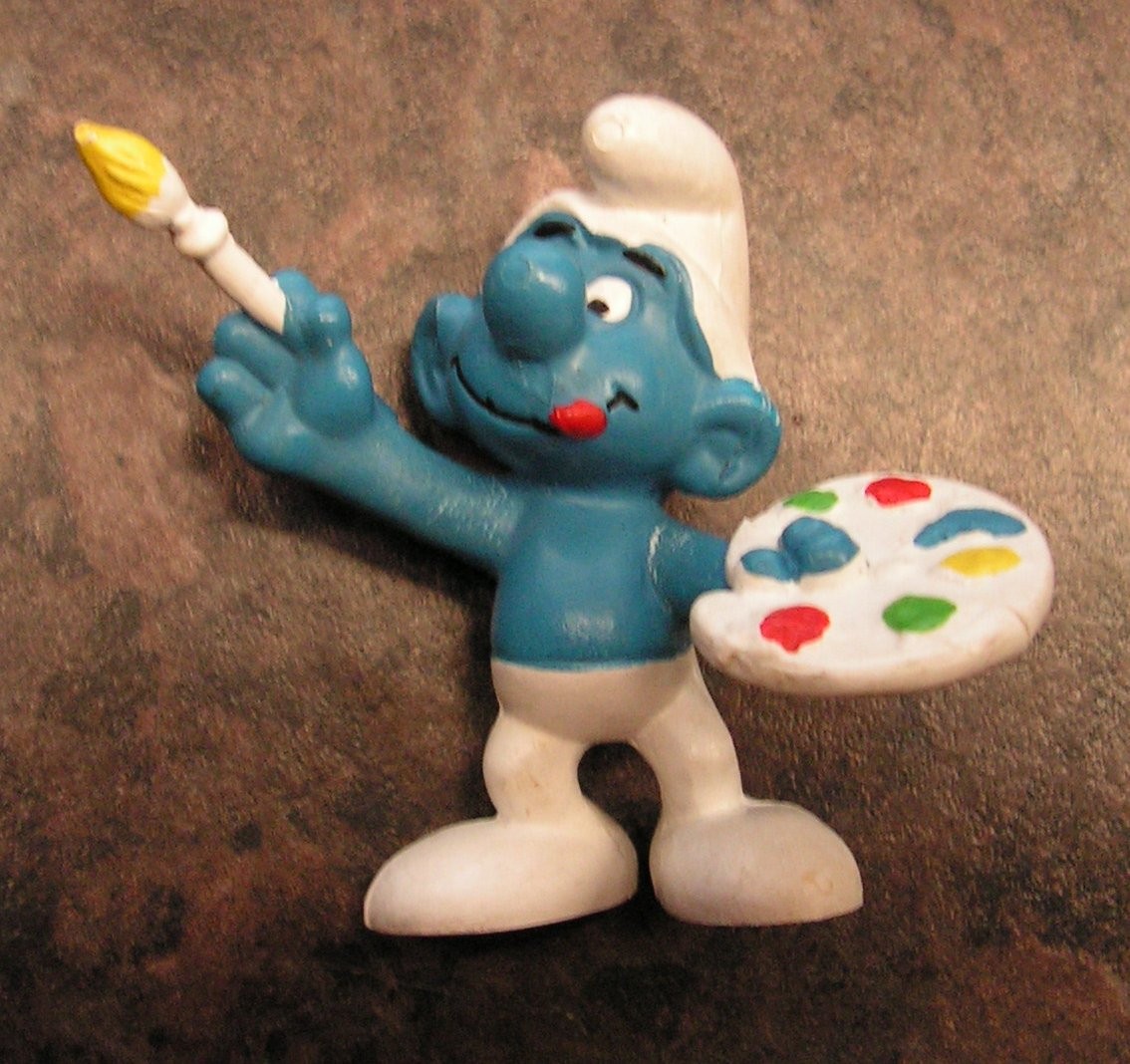 PAINTER ARTIST SMURF FIGURE - SCHLEICH PEYO - Vintage 70s 80s