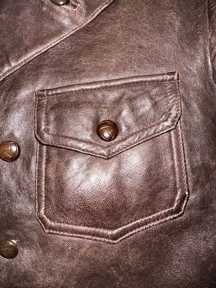 WW2 German Luftwaffe leather flight jacket ADEFA Minty 4 Patch Pockets Bakelite