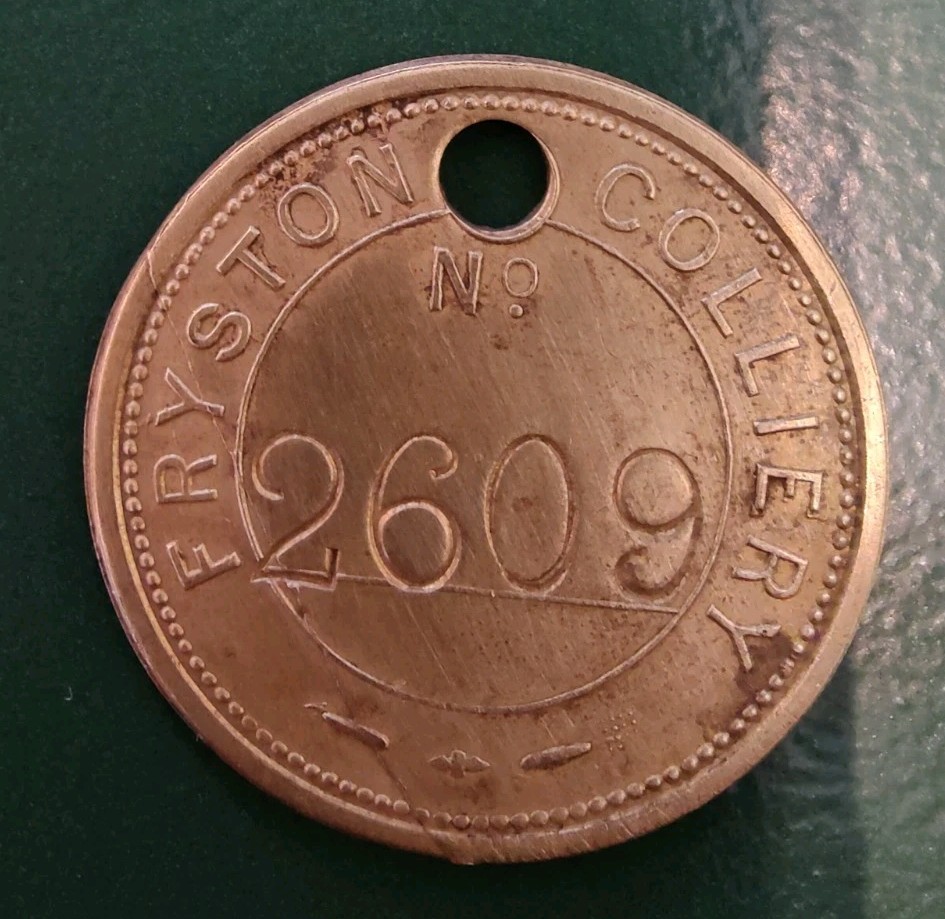 Colliery Pit Check - marked NATIONAL COAL BOARD PAY CHECK FRYSTON COLLIERY 2609