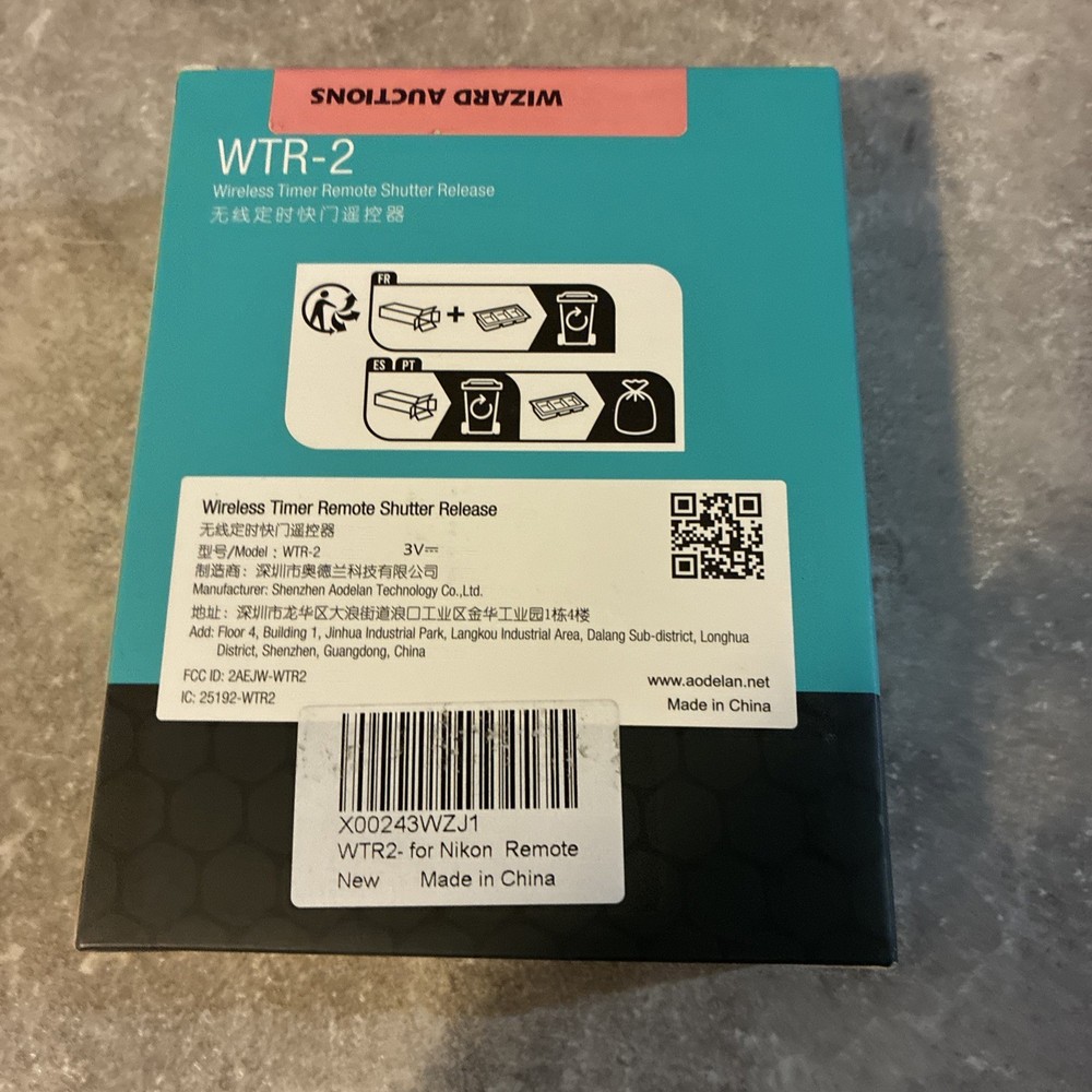 Aodelan WTR-2 Wireless Remote Shutter Release For Cameras - New Unopened Box