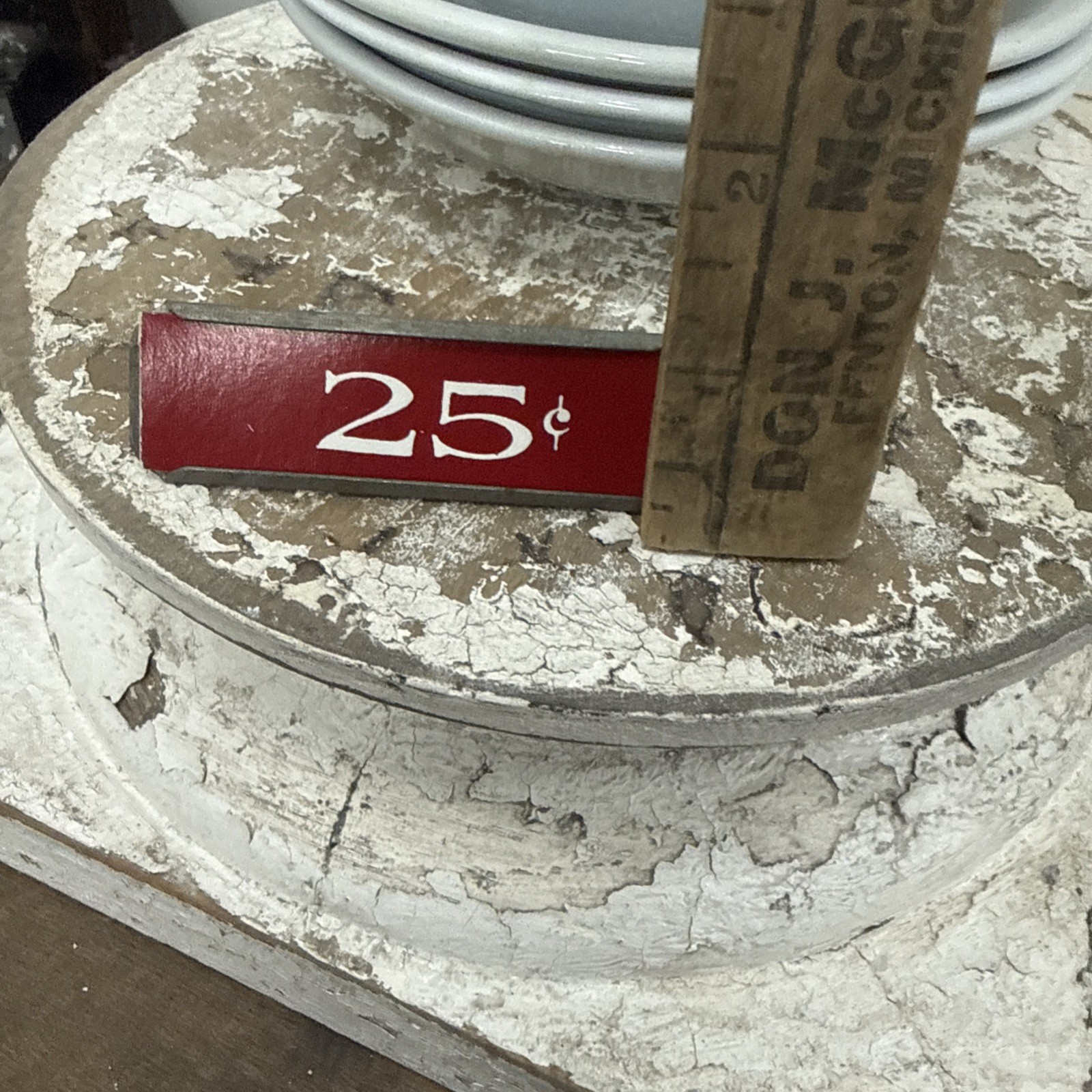 Vintage Metal Price Tag Holder: General Store Display Red #25