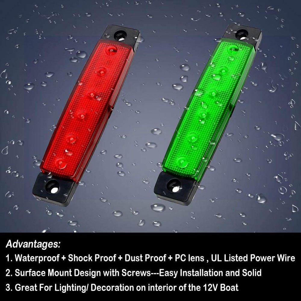 Professional LED Navigation Light Set for Kayaks & Boats - 12V Waterproof (2PC)