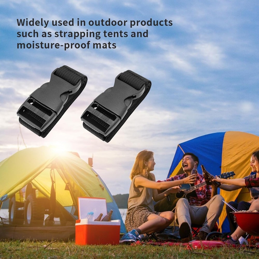 5-Pack 1" x 47" Black Nylon Quick Release Adjustable Buckle Straps