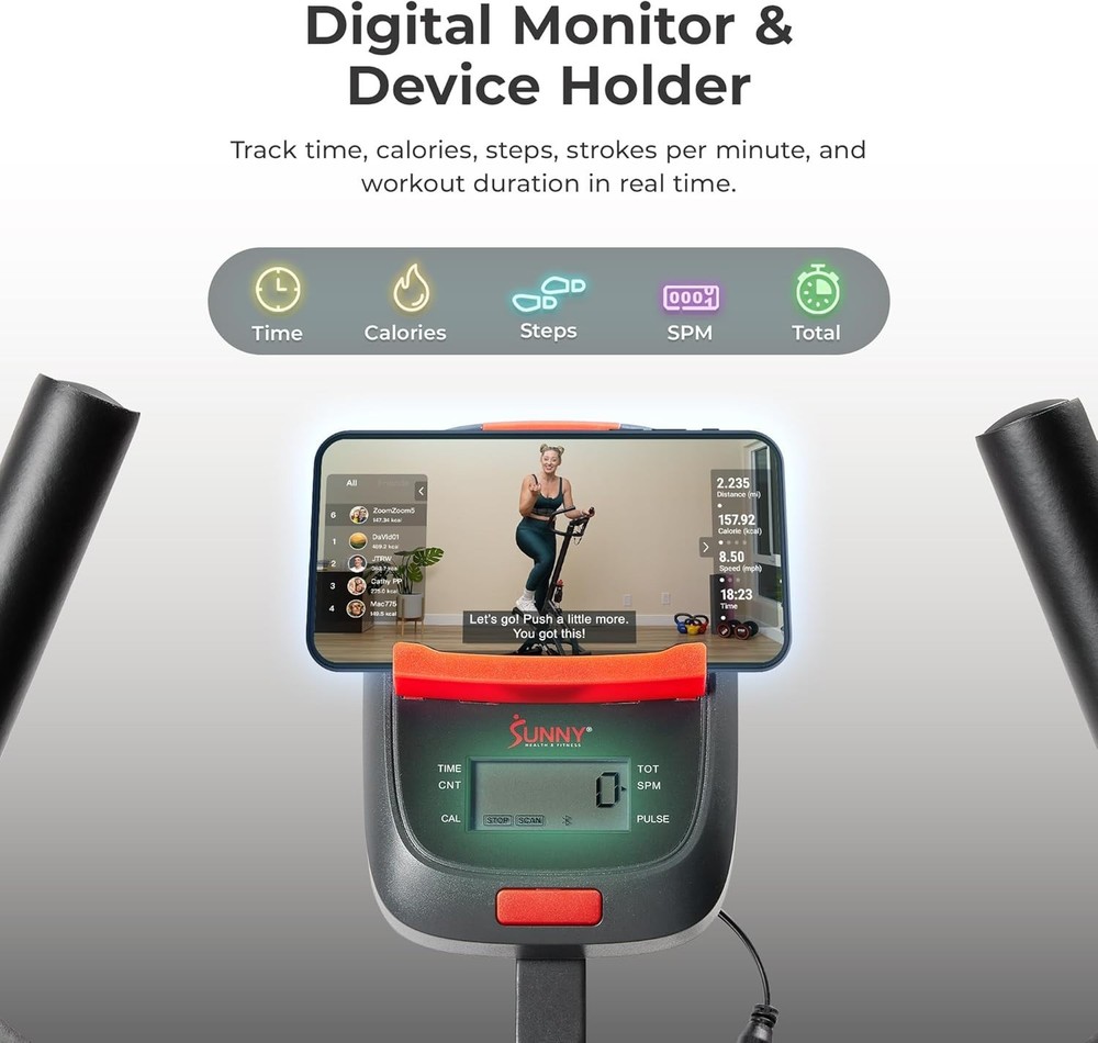 Foldable Stair Stepper with Adjustable Handlebar & App Connection