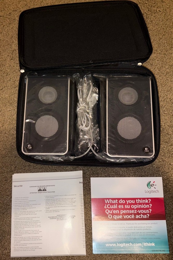 New Missing Box Logitech V20 USB Powered Notebook Laptop Speakers Case Read Desc