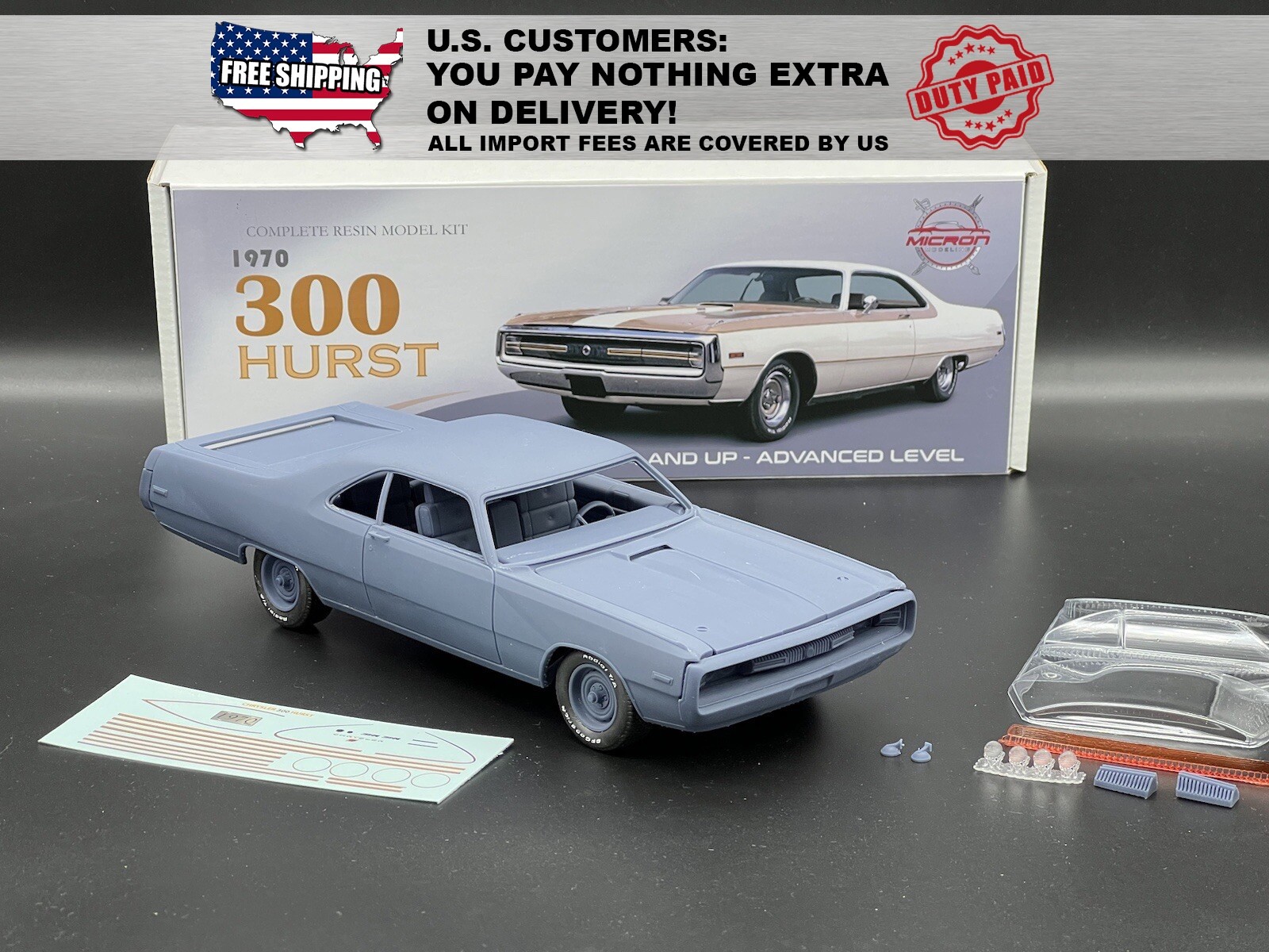 1/25 1970 Chrysler 300 Hurst Resin Model Kit – Premium Quality with Decals